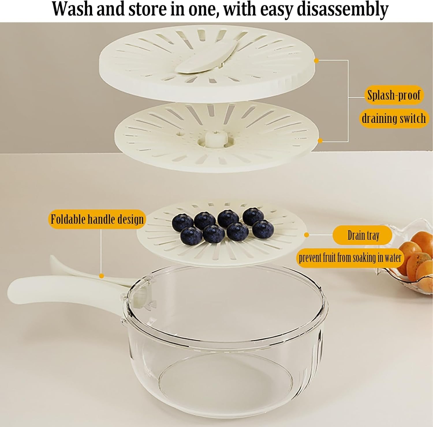 Multi-Functional Vegetable & Fruit Cleaning Basket Folding Drainage & Fresh-Keeping Storage Box - Image 2