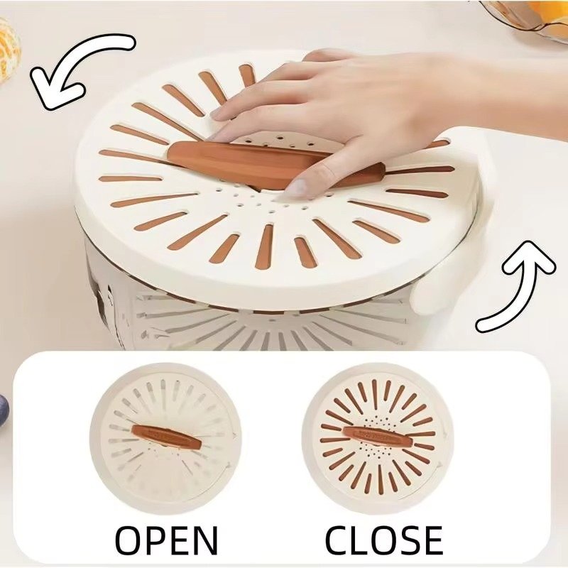 Multi-Functional Vegetable & Fruit Cleaning Basket Folding Drainage & Fresh-Keeping Storage Box - Image 4