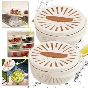 Multi-Functional Vegetable & Fruit Cleaning Basket Folding Drainage & Fresh-Keeping Storage Box