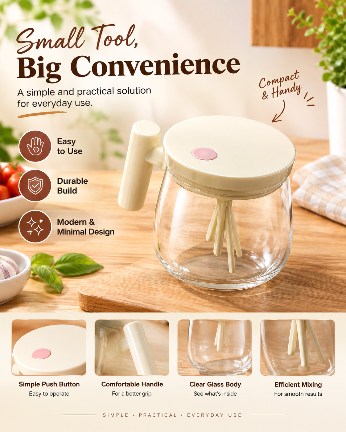500ml Self-Stirring Coffee Mug USB Rechargeable Automatic Electric Mixing Glass Cup - Image 3
