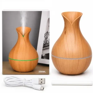 JSQ07 Vase-Shaped LED Humidifier 200ml USB Ultrasonic Cold Mist Aromatherapy Diffuser