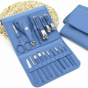 16 Pcs Stainless Steel Manicure & Pedicure Set Complete Grooming Kit with Leather Case