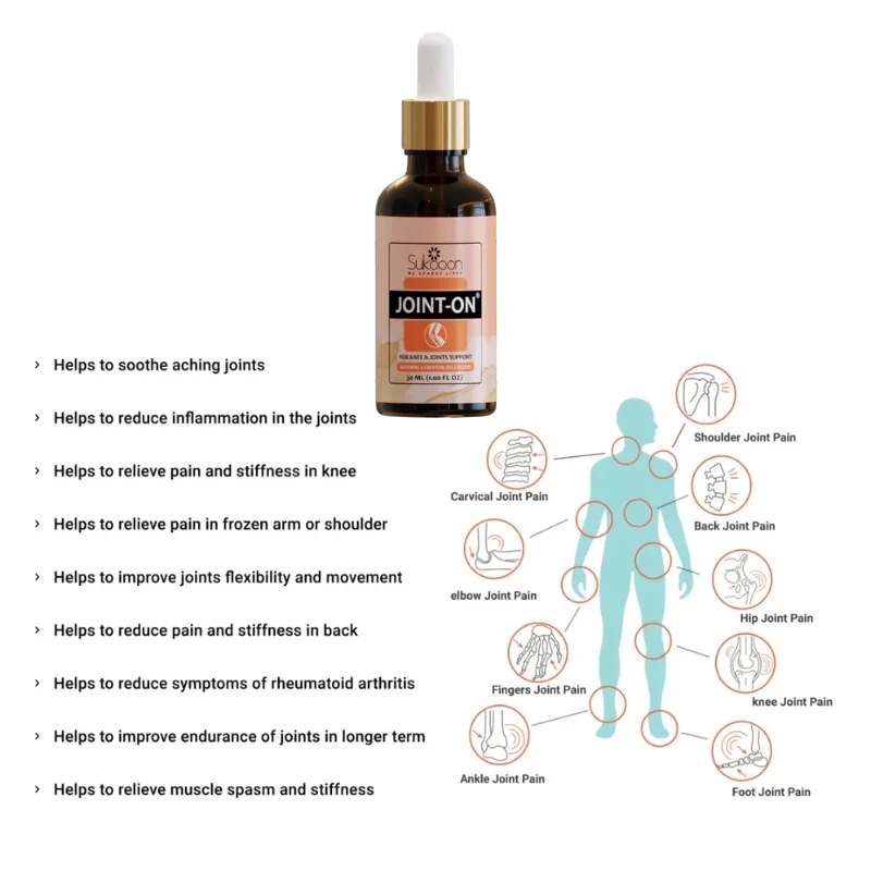 Sukoon Joint-On Essential Oil Blend 30ml Soothing Massage Oil for Joints, Knees, Back & Muscles - Image 3